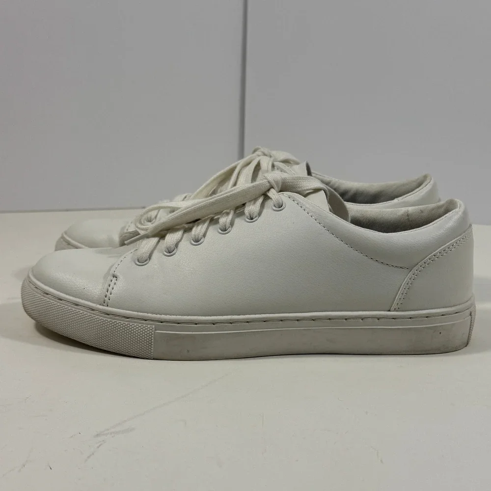 J.Crew White Leather Low Top Sneakers Women's size 7‎ Minimalist Lace-Up Shoes